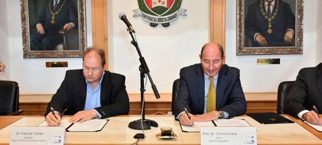 Együttműködési megállapodást írt alá a Miskolci Egyetem és a Magyar Földtani és Geofizikai Intézet